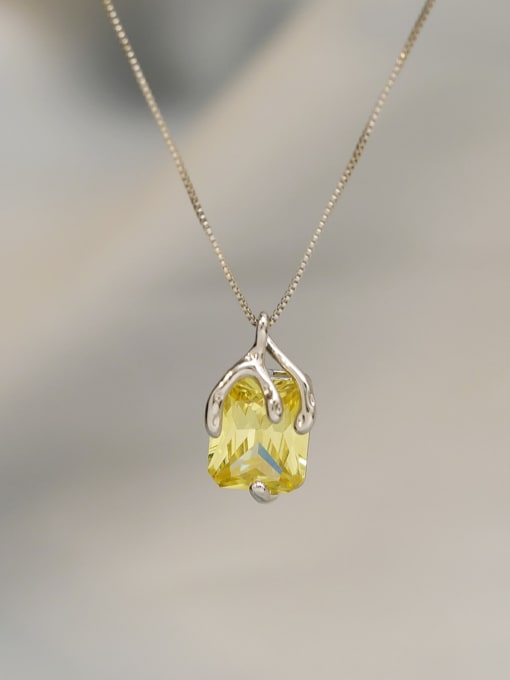 Palladium White K Olive Green [Necklace] Brass Cubic Zirconia Geometric Minimalist Necklace